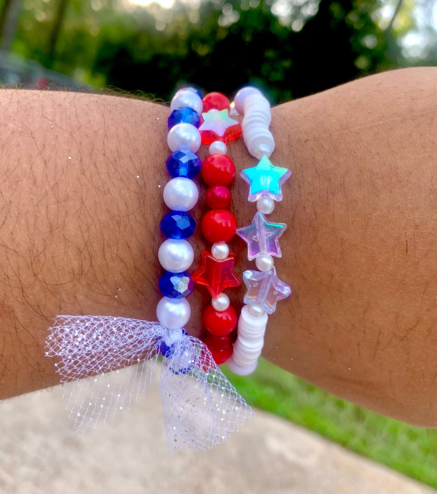 American Flag-Themed Starry Bracelet Set