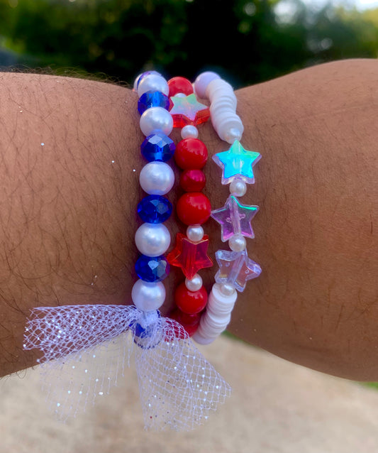 American Flag-Themed Starry Bracelet Set