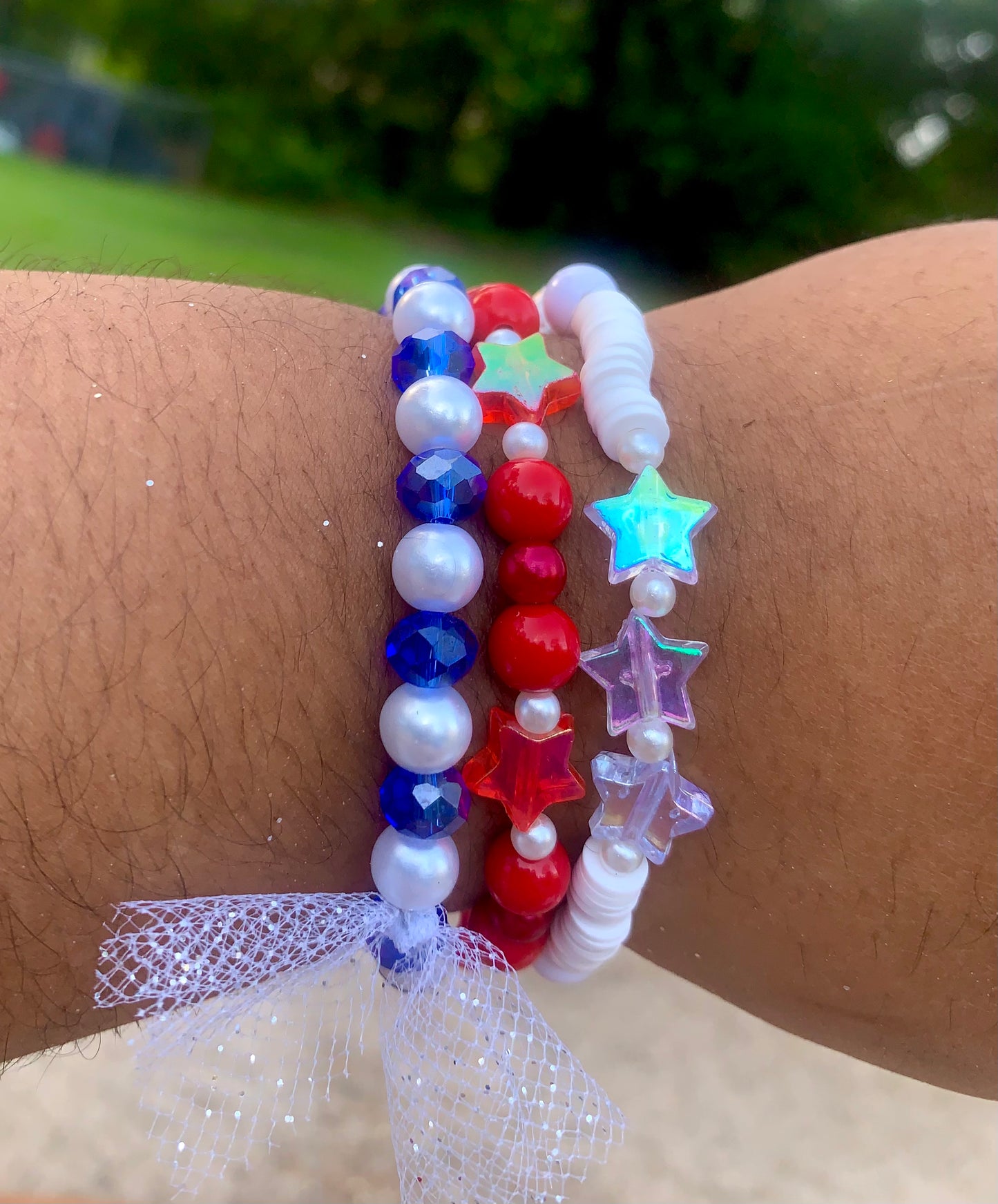 American Flag-Themed Starry Bracelet Set