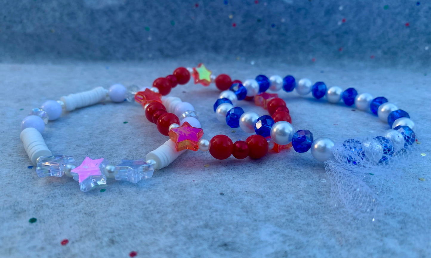 American Flag-Themed Starry Bracelet Set