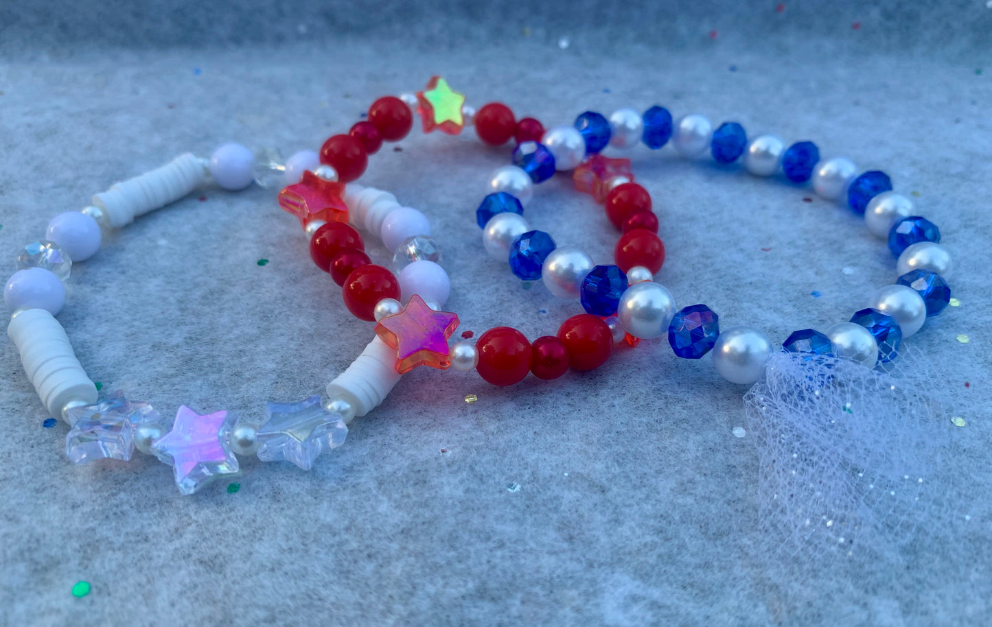 American Flag-Themed Starry Bracelet Set