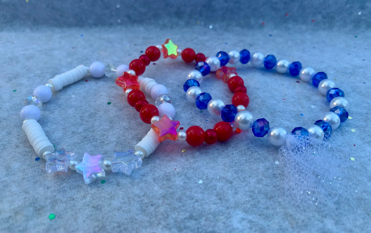 American Flag-Themed Starry Bracelet Set