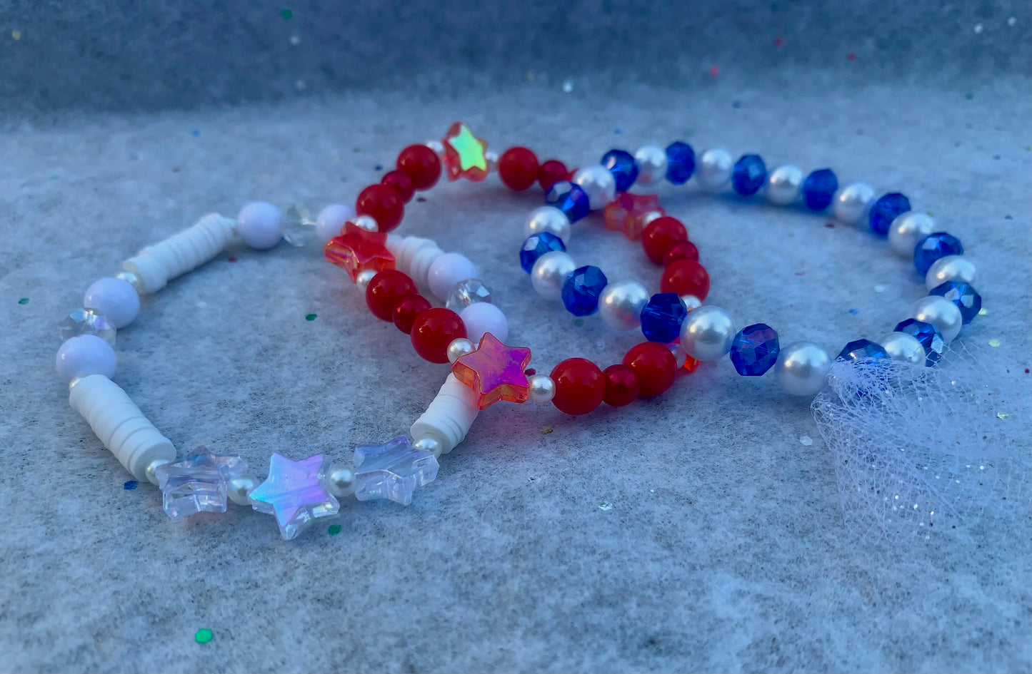 American Flag-Themed Starry Bracelet Set