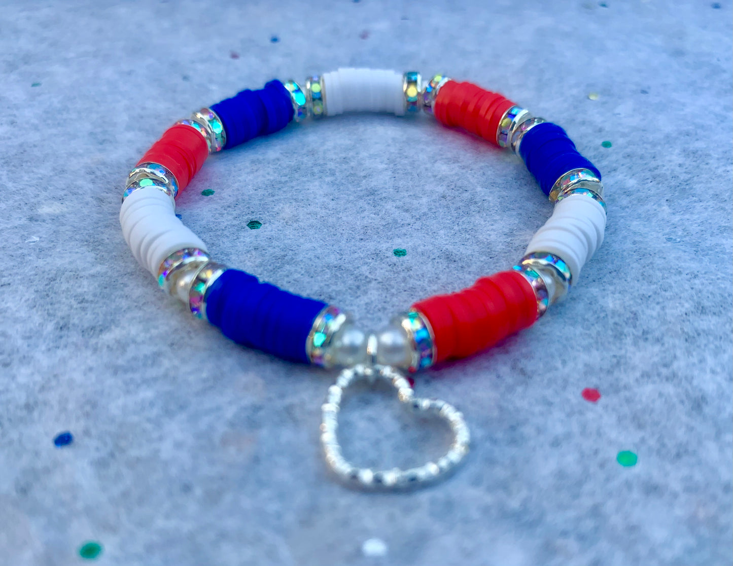 Heishi Bead + Heart Charm Bracelet