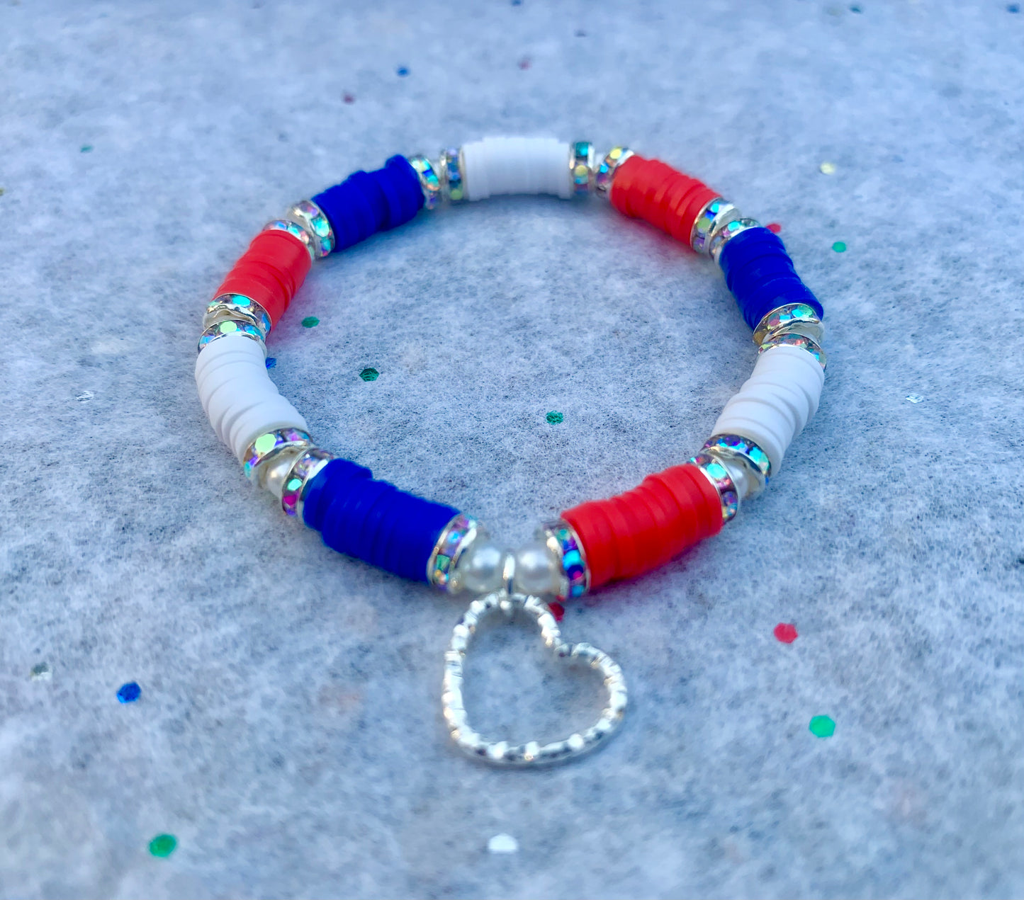 Heishi Bead + Heart Charm Bracelet