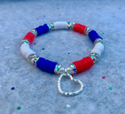 Heishi Bead + Heart Charm Bracelet