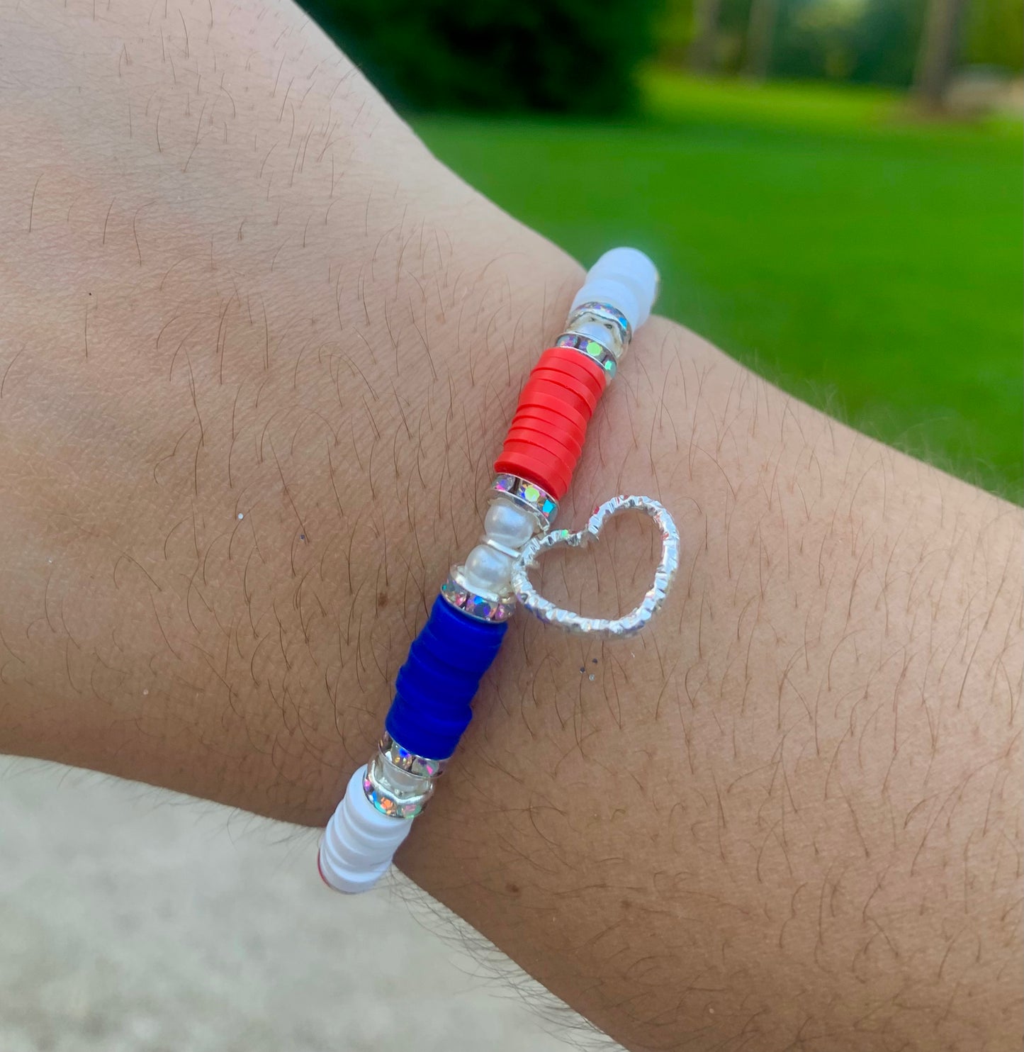 Heishi Bead + Heart Charm Bracelet