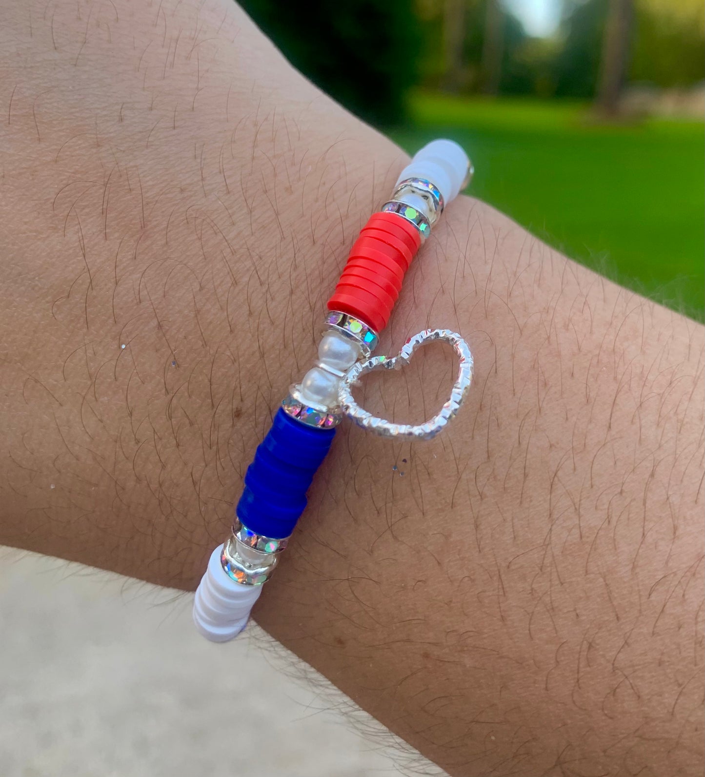 Heishi Bead + Heart Charm Bracelet