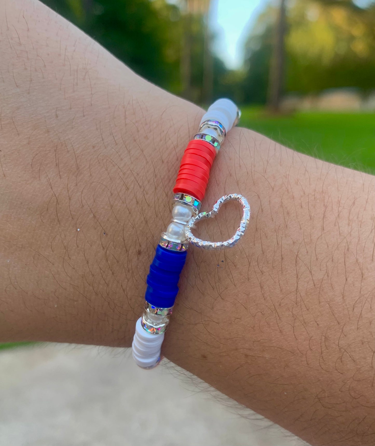 Heishi Bead + Heart Charm Bracelet