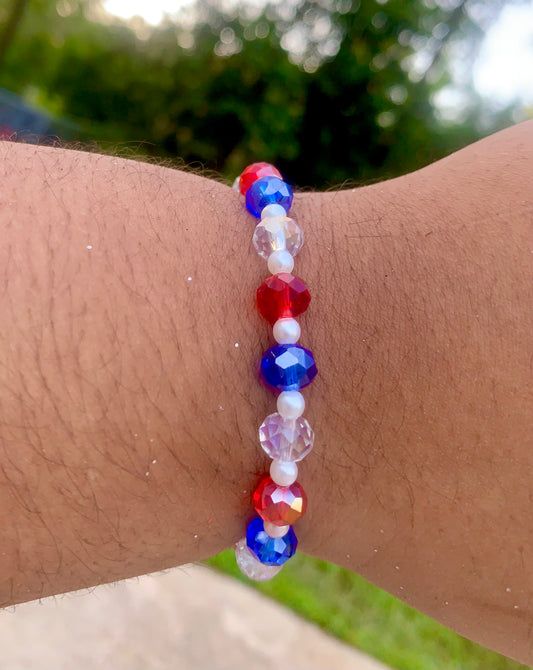 Red/White/Blue Glass Bead Bracelet