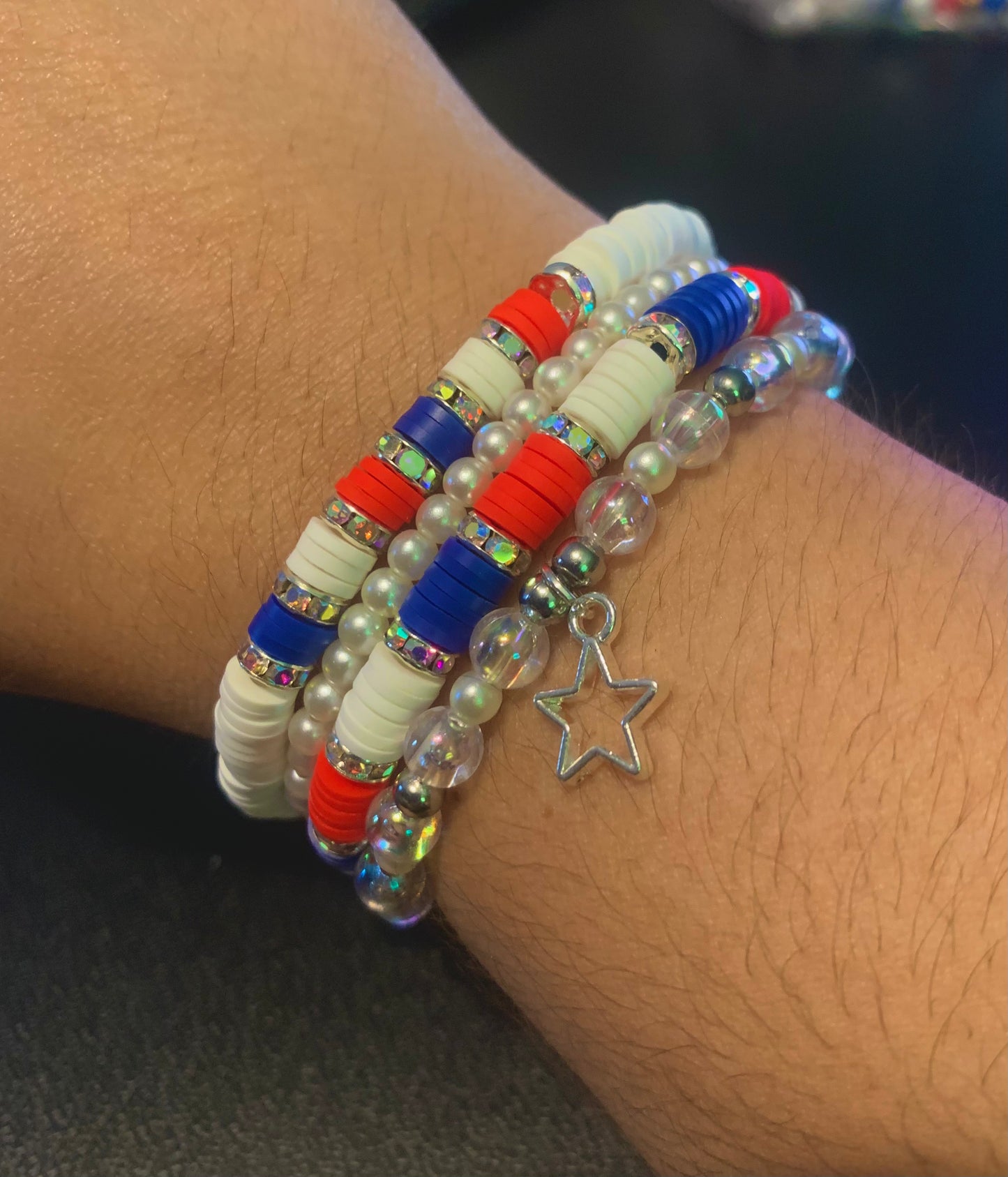 Red/White/Blue Heishi Pearl Bracelet Set