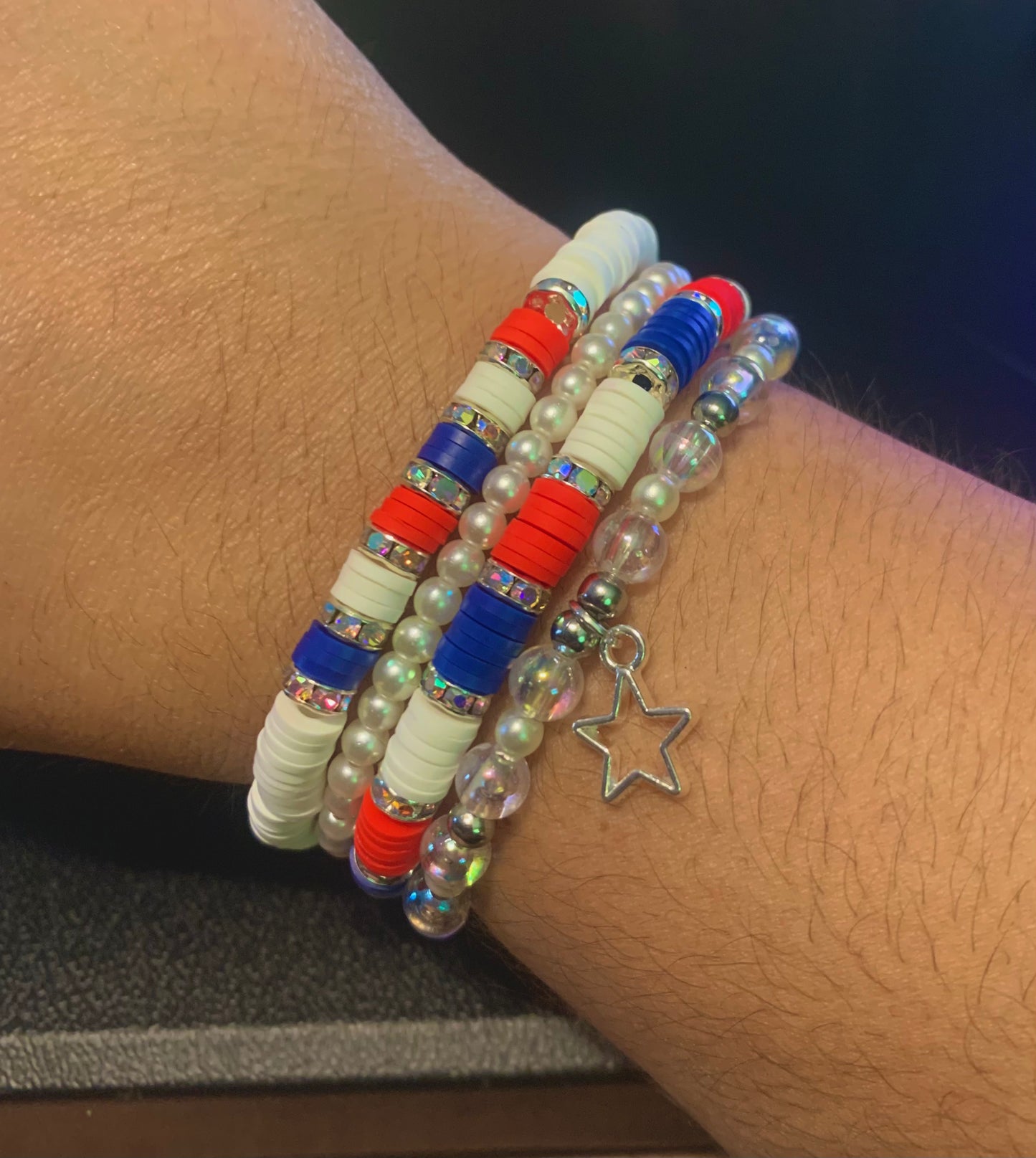 Red/White/Blue Heishi Pearl Bracelet Set