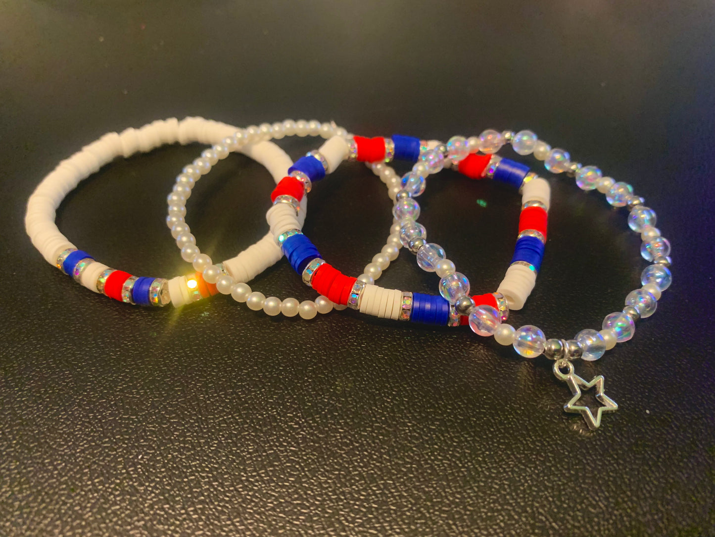 Red/White/Blue Heishi Pearl Bracelet Set