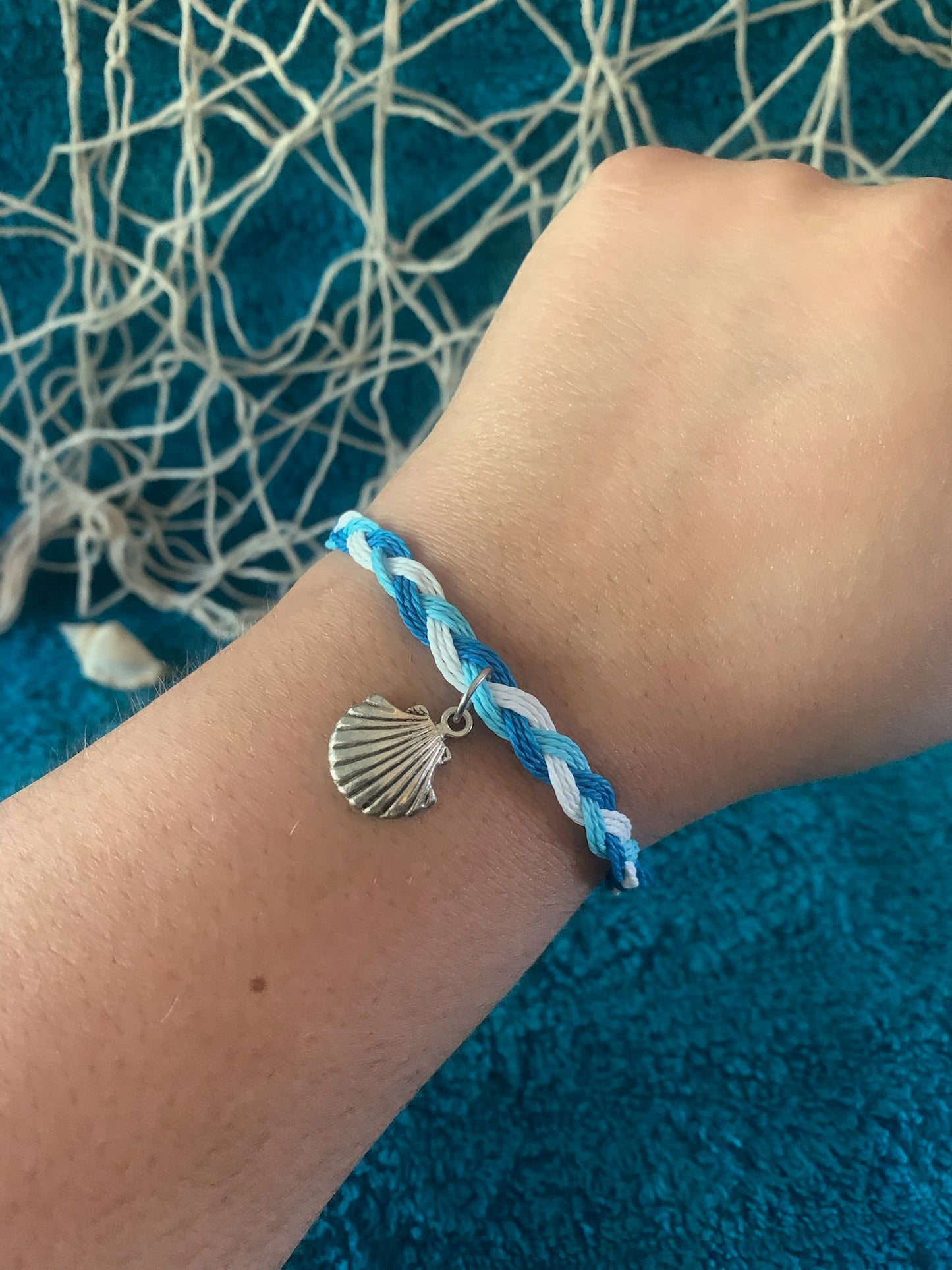 Silver Seashell Braided Bracelet