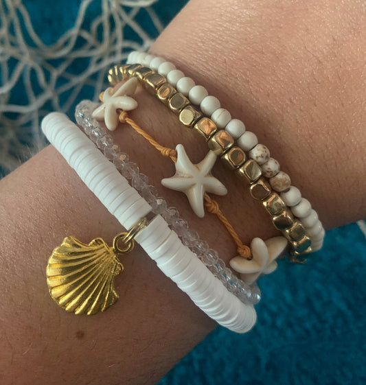 Triple Starfish Stackable Bracelet Set
