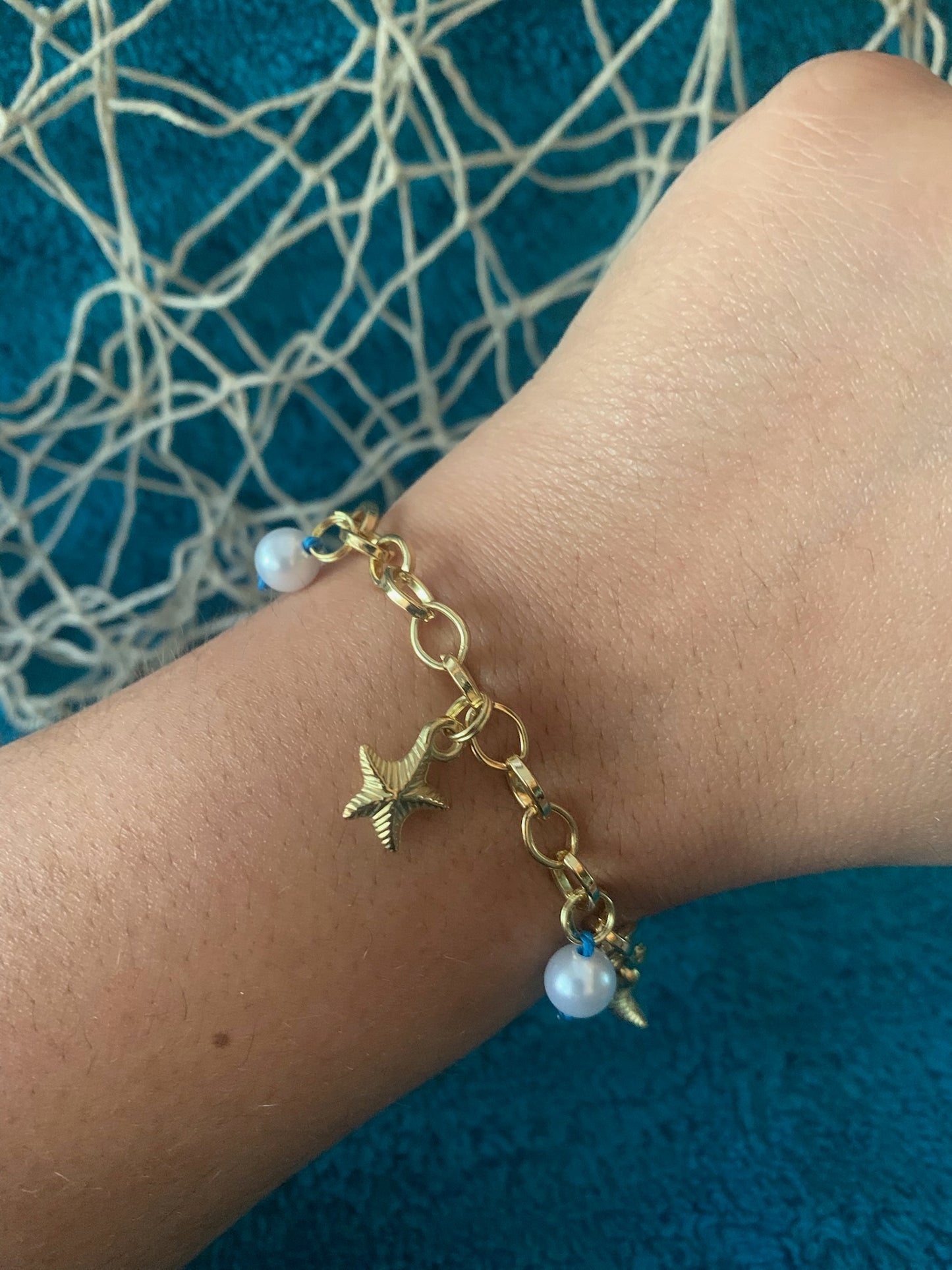 Pearl + Starfish Charm Bracelet